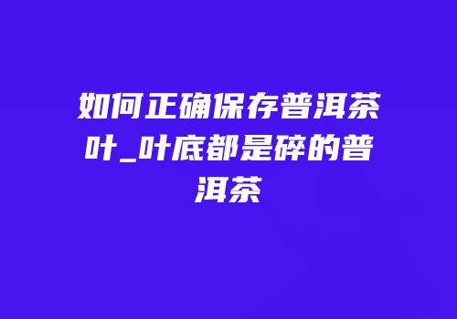 如何正确保存普洱茶叶_叶底都是碎的普洱茶