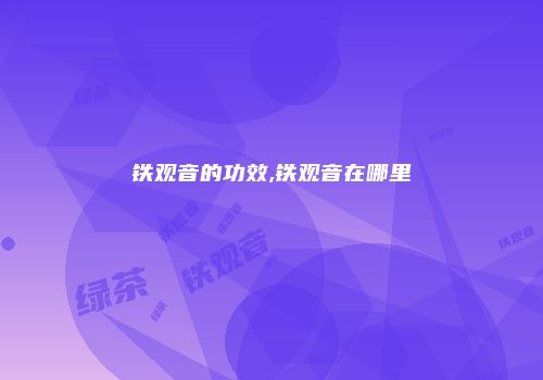 铁观音的功效,铁观音在哪里