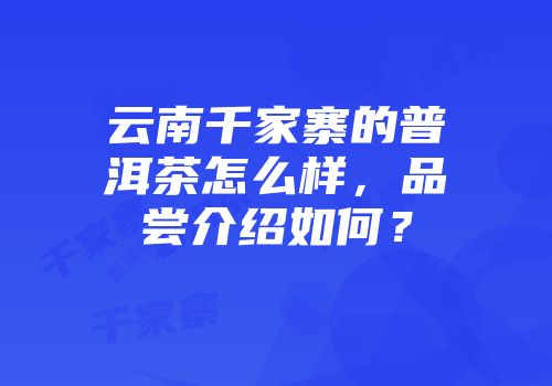 云南千家寨的普洱茶怎么样，品尝介绍如何？