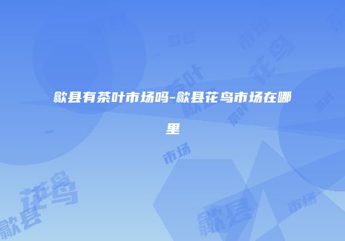 歙县有茶叶市场吗-歙县花鸟市场在哪里