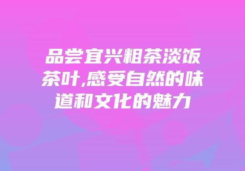 品尝宜兴粗茶淡饭茶叶,感受自然的味道和文化的魅力