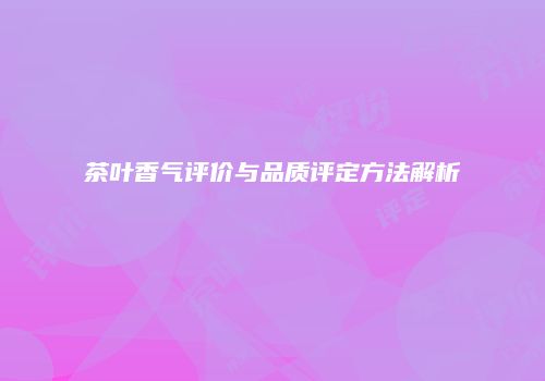 茶叶香气评价与品质评定方法解析