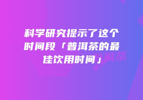 科学研究提示了这个时间段「普洱茶的最佳饮用时间」
