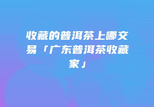 收藏的普洱茶上哪交易「广东普洱茶收藏家」