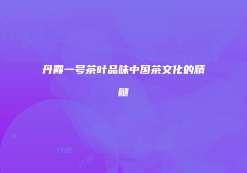 丹霞一号茶叶品味中国茶文化的精髓
