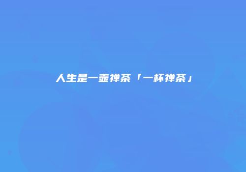 人生是一壶禅茶「一杯禅茶」