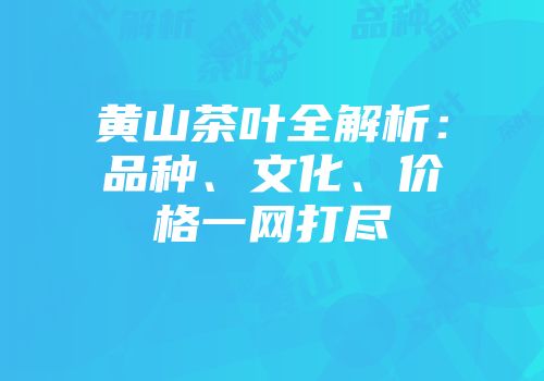 黄山茶叶全解析：品种、文化、价格一网打尽