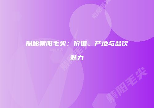 探秘紫阳毛尖：价值、产地与品饮魅力