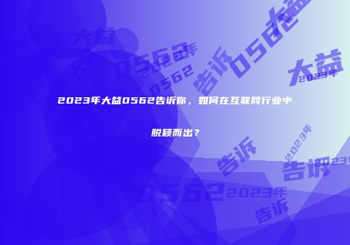 2023年大益0562告诉你，如何在互联网行业中脱颖而出？