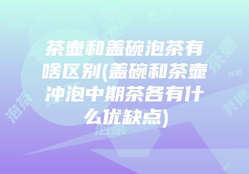 茶壶和盖碗泡茶有啥区别(盖碗和茶壶冲泡中期茶各有什么优缺点)