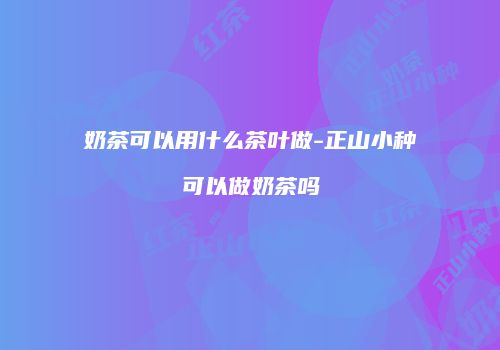 奶茶可以用什么茶叶做-正山小种可以做奶茶吗