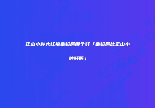 正山小种大红袍金骏眉哪个好「金骏眉比正山小种好吗」