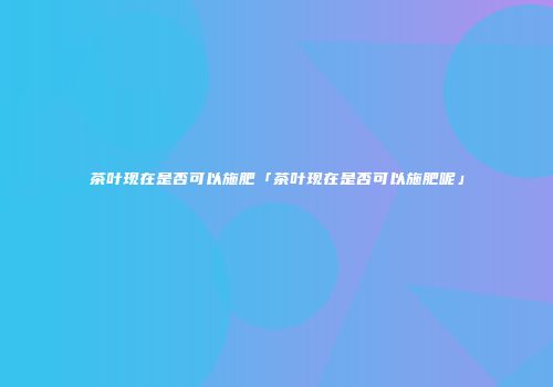 茶叶现在是否可以施肥「茶叶现在是否可以施肥呢」