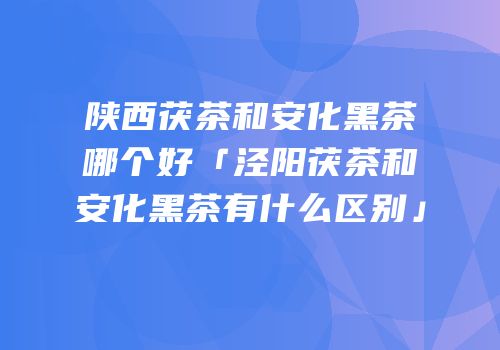 陕西茯茶和安化黑茶哪个好「泾阳茯茶和安化黑茶有什么区别」