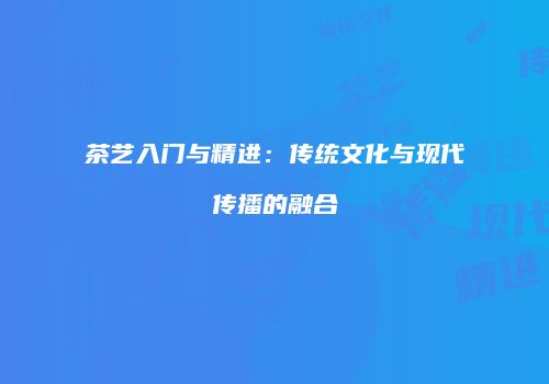 茶艺入门与精进：传统文化与现代传播的融合