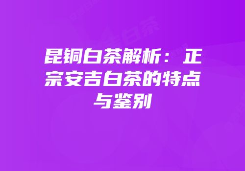 昆铜白茶解析：正宗安吉白茶的特点与鉴别