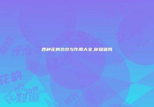 各种花的功效与作用大全,你知道吗