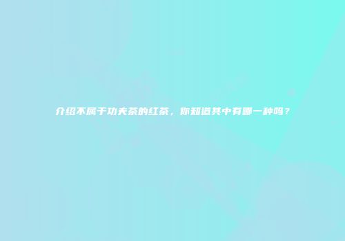 介绍不属于功夫茶的红茶，你知道其中有哪一种吗？