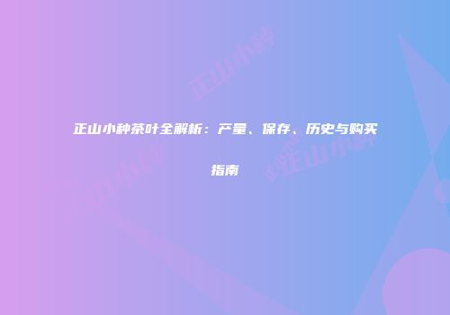 正山小种茶叶全解析：产量、保存、历史与购买指南