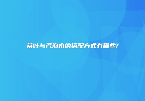 茶叶与汽泡水的搭配方式有哪些?