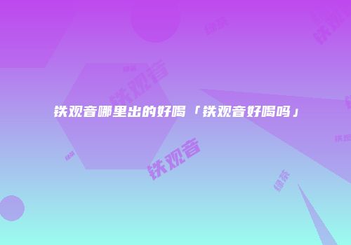 铁观音哪里出的好喝「铁观音好喝吗」