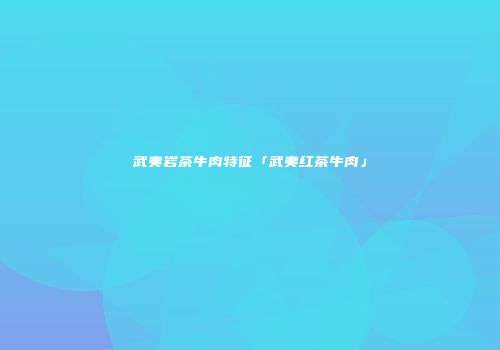 武夷岩茶牛肉特征「武夷红茶牛肉」