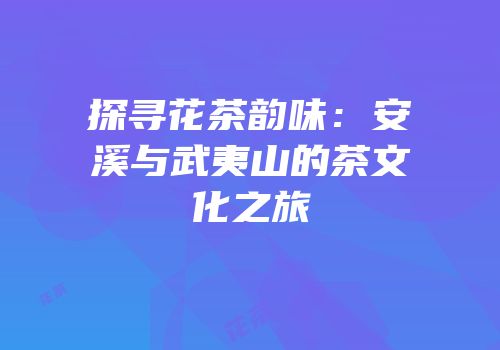 探寻花茶韵味：安溪与武夷山的茶文化之旅