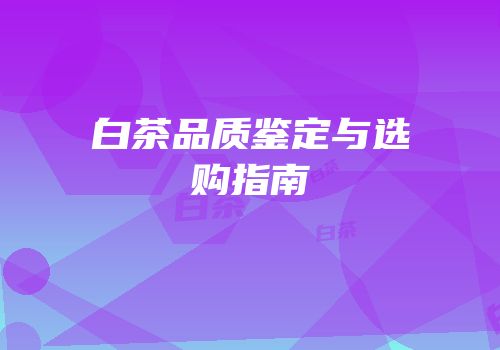 白茶品质鉴定与选购指南