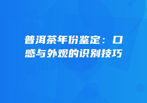 普洱茶年份鉴定：口感与外观的识别技巧