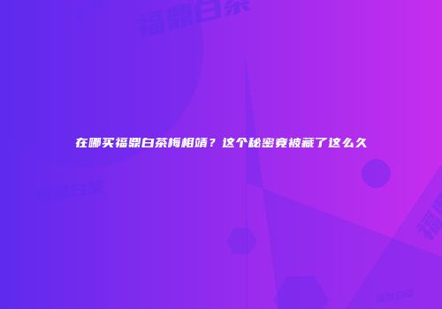 在哪买福鼎白茶梅相靖？这个秘密竟被藏了这么久