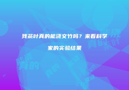 残茶叶真的能浇文竹吗？来看科学家的实验结果
