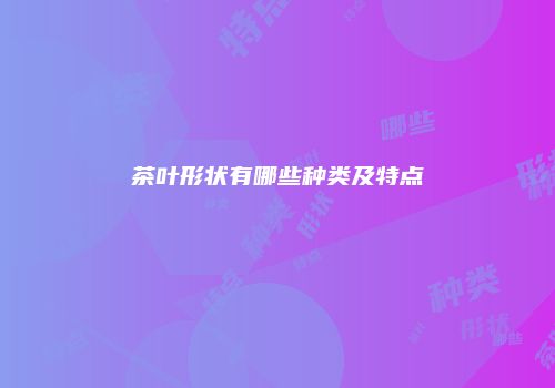 茶叶形状有哪些种类及特点