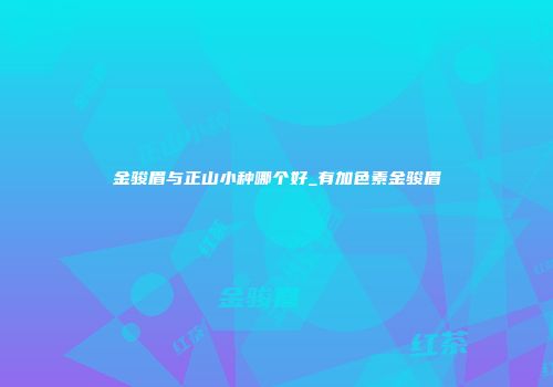 金骏眉与正山小种哪个好_有加色素金骏眉