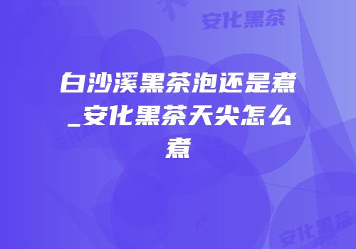 白沙溪黑茶泡还是煮_安化黑茶天尖怎么煮