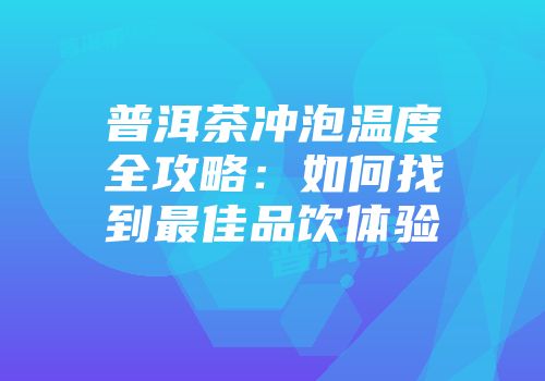 普洱茶冲泡温度全攻略：如何找到最佳品饮体验