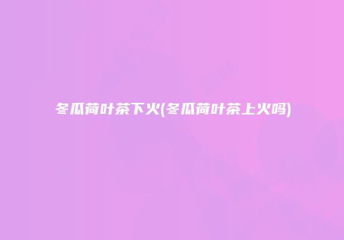 冬瓜荷叶茶下火(冬瓜荷叶茶上火吗)