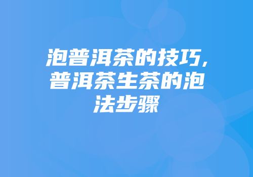 泡普洱茶的技巧,普洱茶生茶的泡法步骤