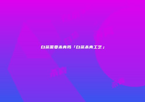 白茶需要杀青吗「白茶杀青工艺」