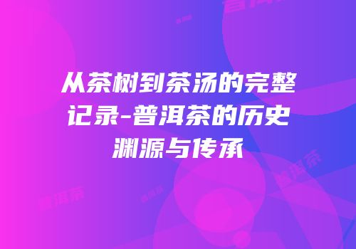 从茶树到茶汤的完整记录-普洱茶的历史渊源与传承