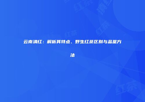 云南滇红：解析其特点、野生红茶区别与品鉴方法