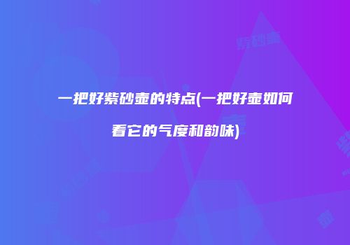一把好紫砂壶的特点(一把好壶如何看它的气度和韵味)