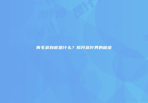 青毛茶到底是什么？揭开茶叶界的秘密