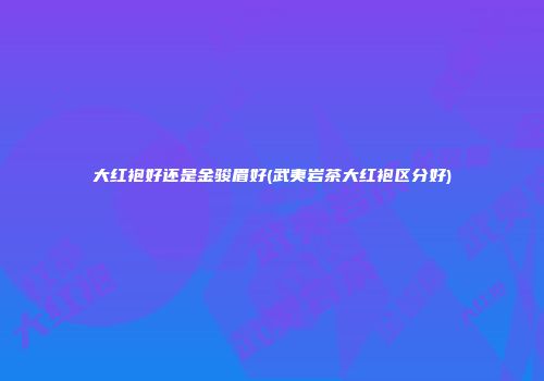 大红袍好还是金骏眉好(武夷岩茶大红袍区分好)