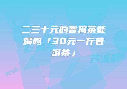 二三十元的普洱茶能喝吗「30元一斤普洱茶」