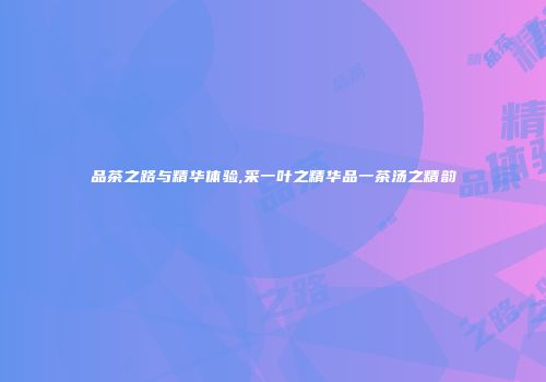 品茶之路与精华体验,采一叶之精华品一茶汤之精韵