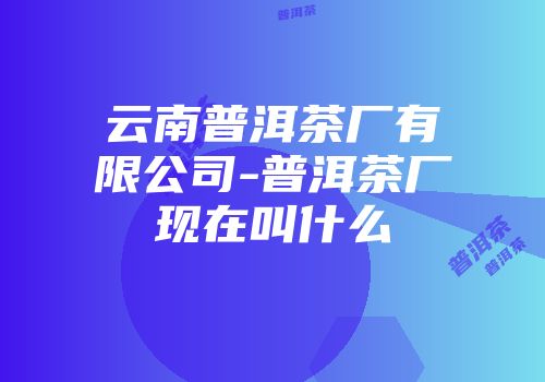 云南普洱茶厂有限公司-普洱茶厂现在叫什么