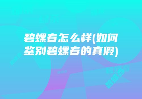 碧螺春怎么样(如何鉴别碧螺春的真假)