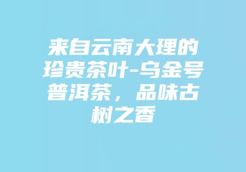 来自云南大理的珍贵茶叶-乌金号普洱茶，品味古树之香