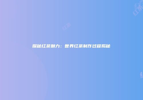 探秘红茶魅力：世界红茶制作过程揭秘