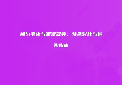 都匀毛尖与湄潭翠芽：特色对比与选购指南